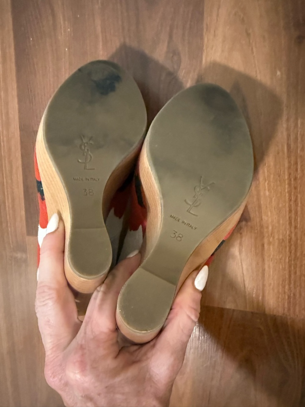 Yves Saint Laurent Canvas Floral Wedge - Picture 5 of 5